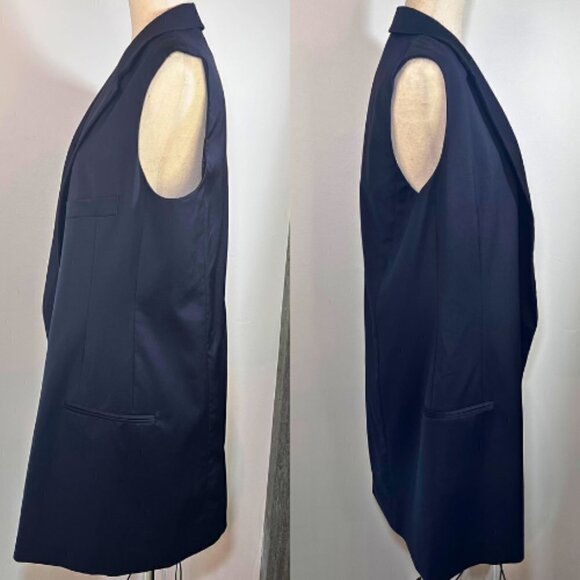 EQUIPMENT Ink Blue Garner Italian Wool Long Blazer Vest Size 6 - Picture 4 of 12
